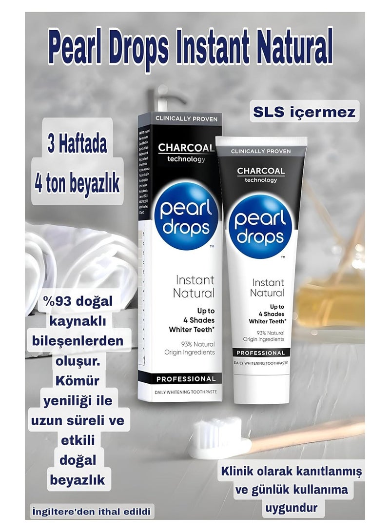 Pearl Drops Professional Daily Charcoal Toothpaste Up to 4 Shades Whiter Teeth Natural Formula Enamel Protection Freshens Breath 75ml - Image 3