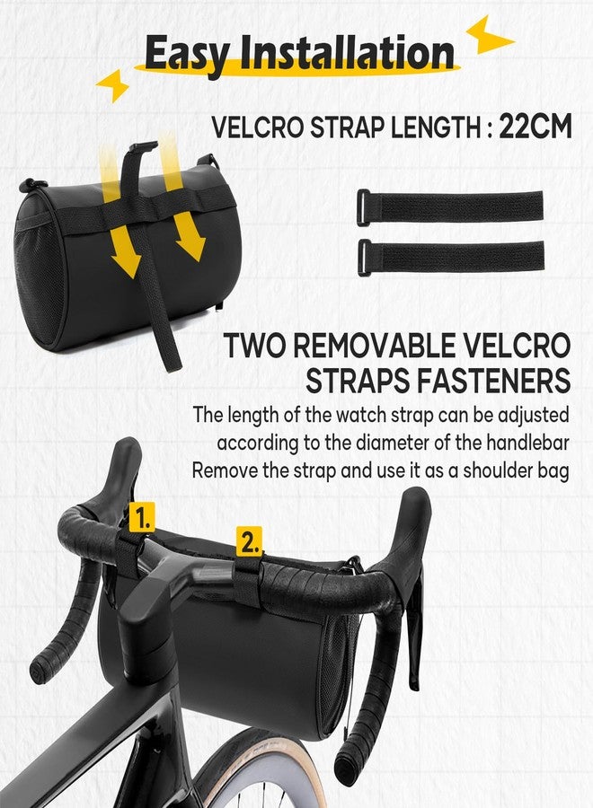 SEAFEW 6L Large Black Bike Handlebar Bag, Waterproof Rain Cover Front Bike Bag for Bicycles, Mountain Road Bike Fram Storage Barrel Bag with Water-resistant Zippers, Cycling Commuter Shoulder Bag - Image 5