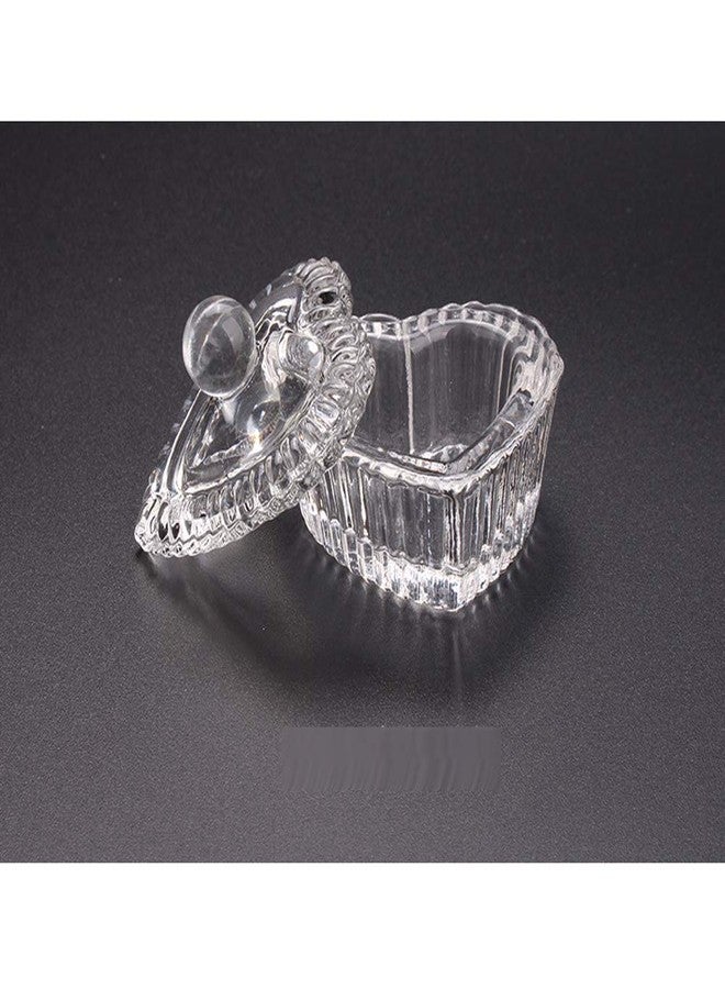 lasenersm 2 Pieces Nail Art Acrylic Crystal Glass Dish Cup Nail Dappen Cup Nail Art Glass Acrylic Dappen Dish Liquid Powder Crystal Cup Glassware Tools with Lid for Mixing Liquid Powder, Transparent - Image 3