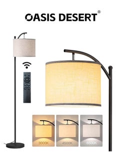 OASIS DESERT Remote Control Living Room Floor Lamp, Beige Linen Shade Long Floor Lamp, Adjustable 3 Color Temperature Led Bulb Modern Standing Reading Lamp, Suitable For Home And Office  - Image 1