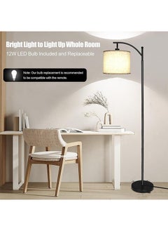 OASIS DESERT Remote Control Living Room Floor Lamp, Beige Linen Shade Long Floor Lamp, Adjustable 3 Color Temperature Led Bulb Modern Standing Reading Lamp, Suitable For Home And Office  - Image 5