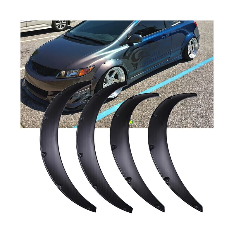 4 قطع من واقيات حواف العجلات المرنة العالمية للسيارات، 800 مم، مصنوعة من مادة البولي بروبيلين، متوافقة مع رفارف السيارات (المقاس: B). - Image 1