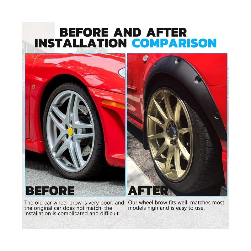 4 قطع من واقيات حواف العجلات المرنة العالمية للسيارات، 800 مم، مصنوعة من مادة البولي بروبيلين، متوافقة مع رفارف السيارات (المقاس: B). - Image 5