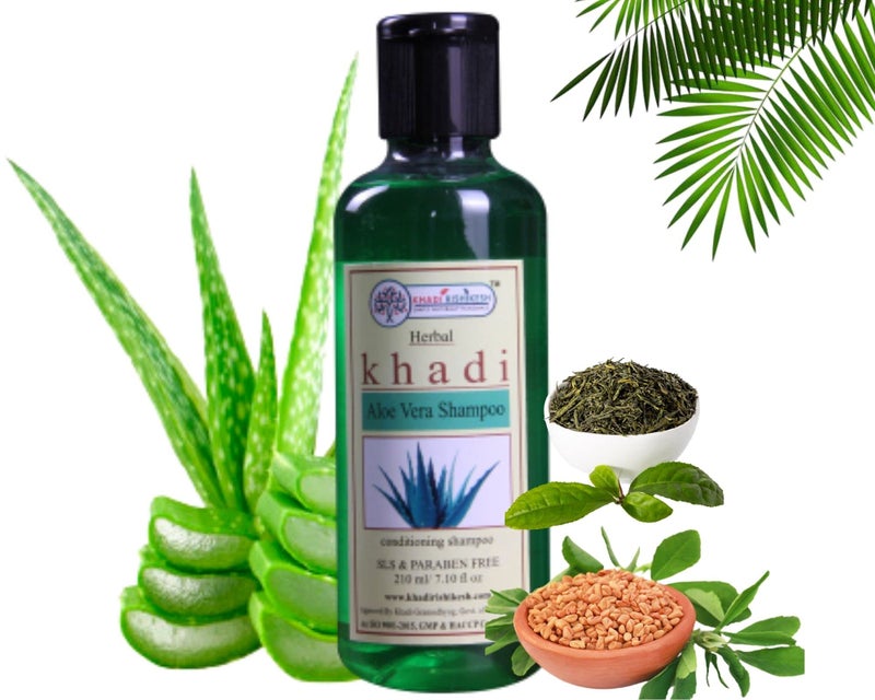 Khadi Rishikesh Herbal Aloevera Cleanser / Shampoo for Hair Loss Control & Healthy Hair Growth | Anti Dandruff | Ayurvedic Herbal Extracts | Herbal Shampoo - Hair Growth & Root Strengthening-SLS & Paraben Free, Man & Women 210ml WITH LOOFAH SPONGE FREE - Image 4