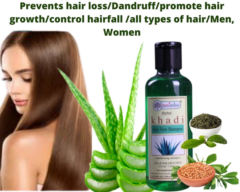 Khadi Rishikesh Herbal Aloevera Cleanser / Shampoo for Hair Loss Control & Healthy Hair Growth | Anti Dandruff | Ayurvedic Herbal Extracts | Herbal Shampoo - Hair Growth & Root Strengthening-SLS & Paraben Free, Man & Women 210ml WITH LOOFAH SPONGE FREE - Image 2