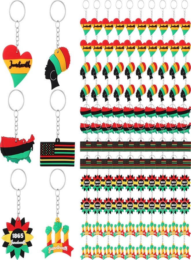 سوريو مجموعة سلاسل مفاتيح Sureio مكونة من 120 قطعة، بمناسبة يوم التحرير (Juneteenth)، سلسلة مفاتيح تحمل شعار شهر التاريخ الأسود 1865، سلسلة مفاتيح على شكل قلب، هدية مثالية لحفلات يوم الحرية الأفريقي في 19 يونيو (نمط كلاسيكي). - Image 1
