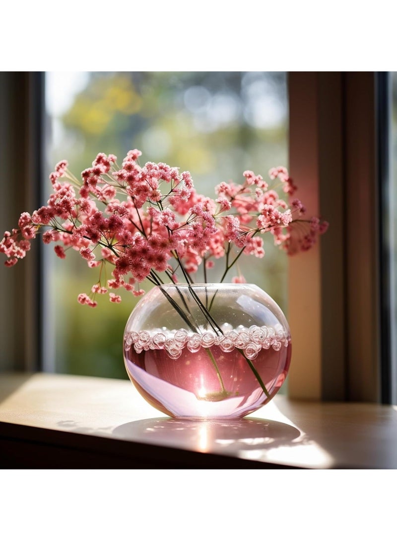 هومستر مزهرية وعاء زجاج بتصميم فقاعة ارتفاع 6 انش وعرض 8 انش، بسعة 3/4 جالون تقريبا) | سمك بخيارات متعددة زجاجي دائري زهور كروية مركزية - Image 5