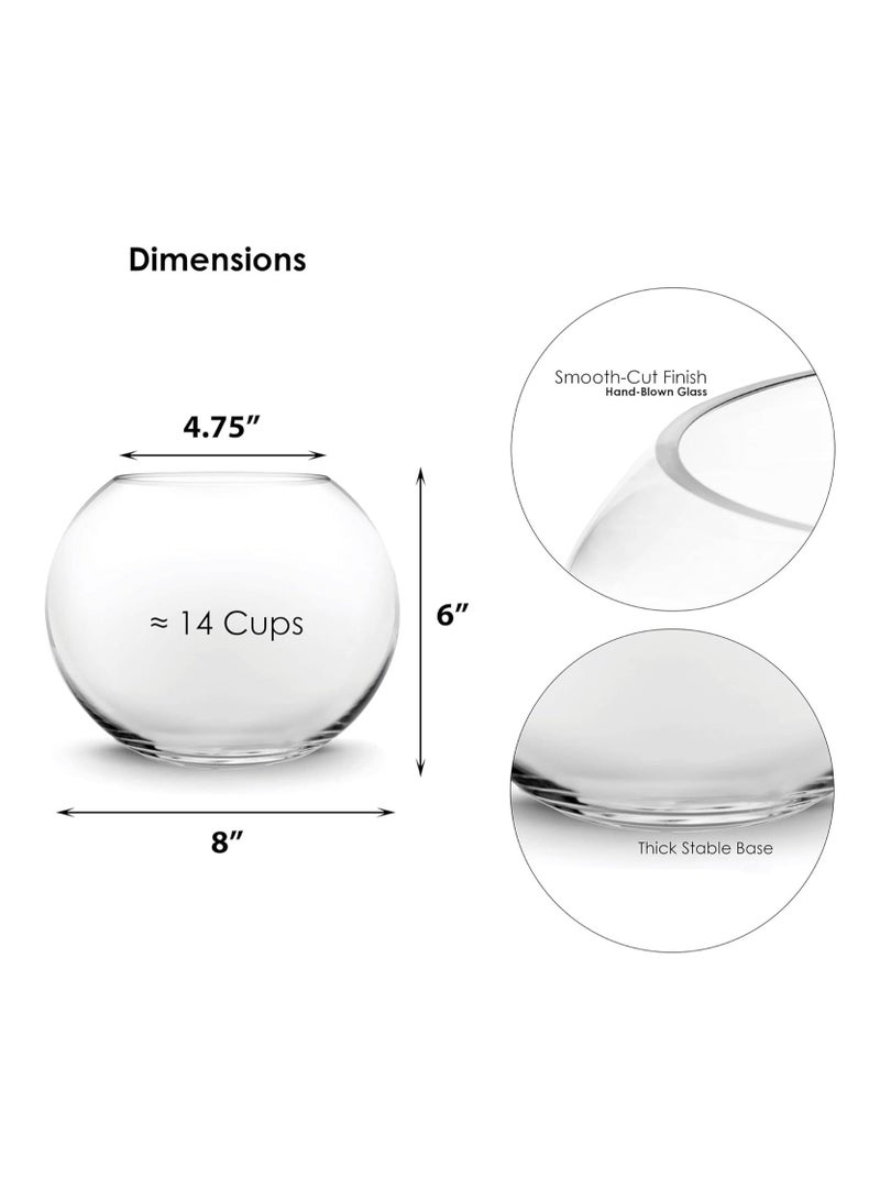 هومستر مزهرية وعاء زجاج بتصميم فقاعة ارتفاع 6 انش وعرض 8 انش، بسعة 3/4 جالون تقريبا) | سمك بخيارات متعددة زجاجي دائري زهور كروية مركزية - Image 2
