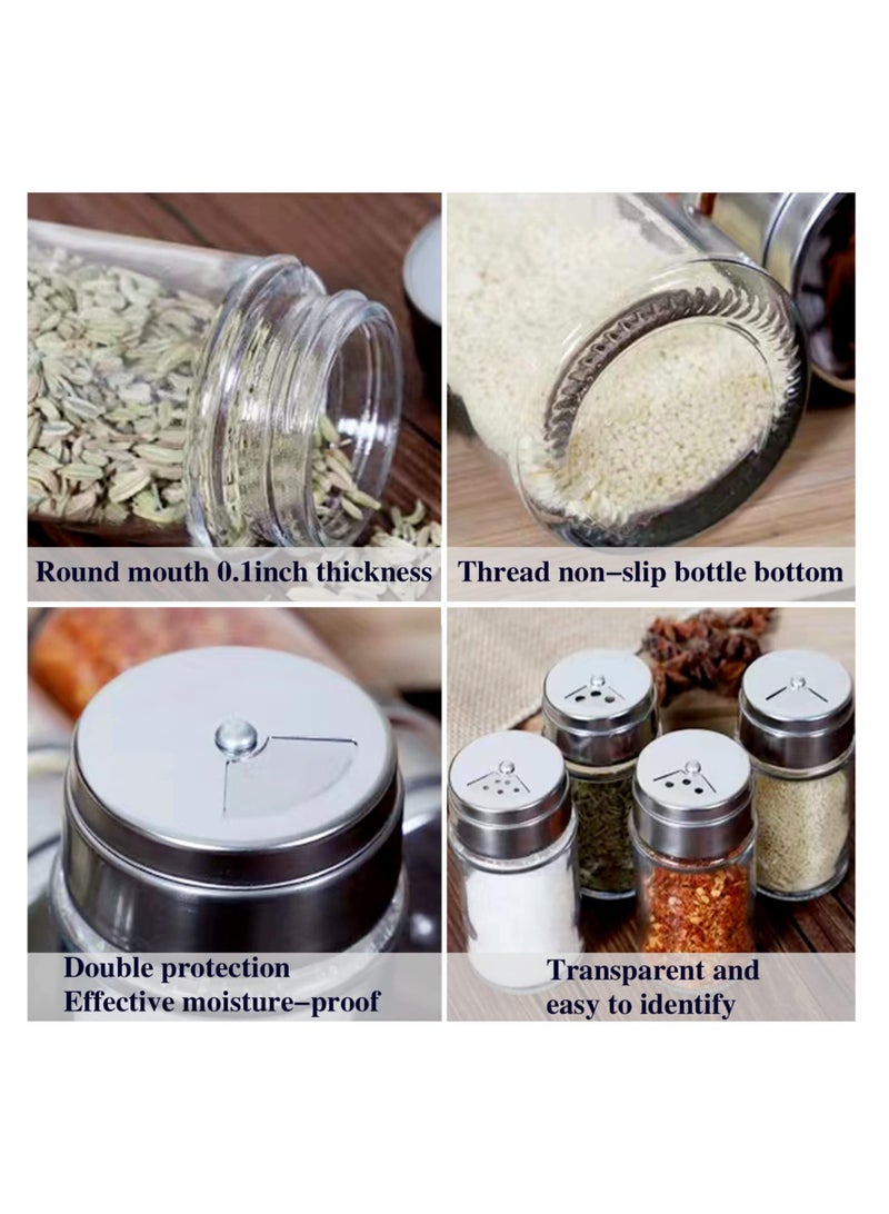SYOSI مجموعة 4 قطع من حاملات الملح والفلفل ، حامل ملح وحامل فلفل مع ثقوب صب قابلة للتعديل ، وعاء الملح والفلفل مع غطاء من الفولاذ المقاوم للصدأ ، حاملات الملح والفلفل الزجاجية ، حامل التوابل للمطبخ - Image 2