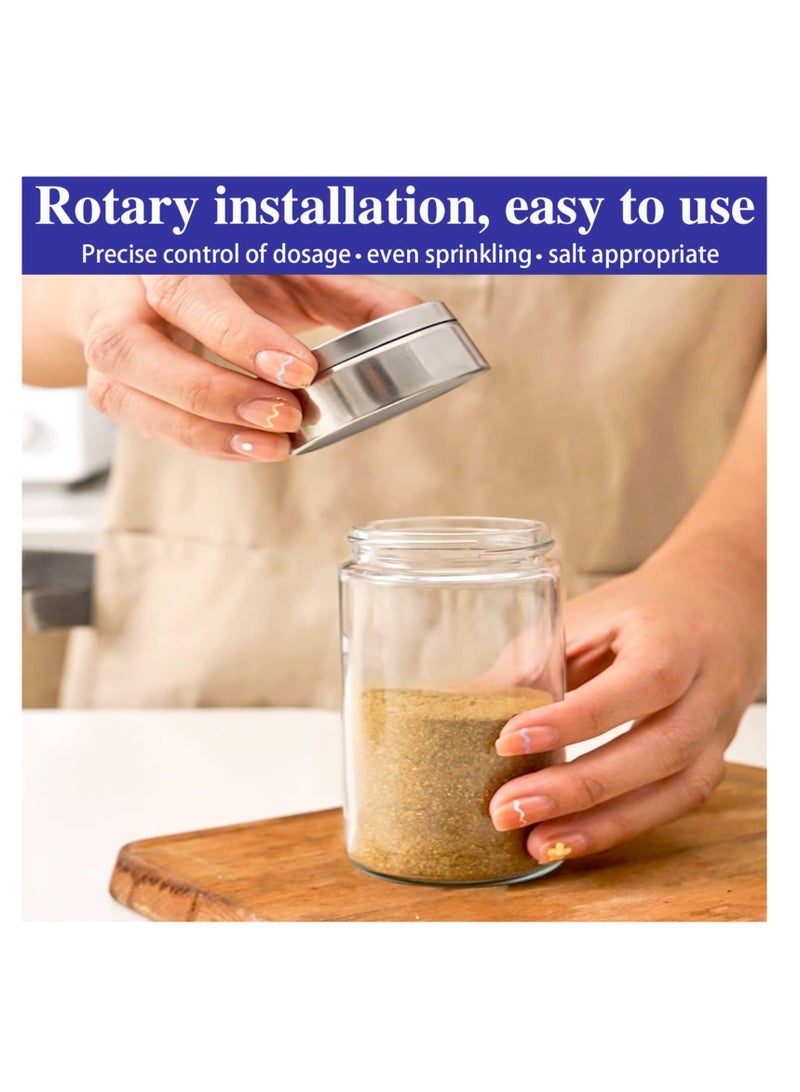 SYOSI مجموعة 4 قطع من حاملات الملح والفلفل ، حامل ملح وحامل فلفل مع ثقوب صب قابلة للتعديل ، وعاء الملح والفلفل مع غطاء من الفولاذ المقاوم للصدأ ، حاملات الملح والفلفل الزجاجية ، حامل التوابل للمطبخ - Image 3