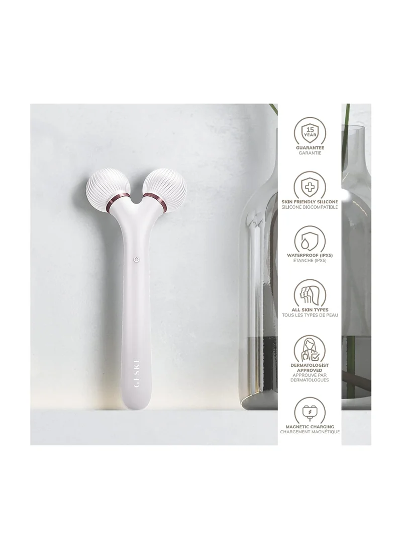 GESKE SmartAppGuided Sonic Facial Roller | 4 in 1 | Device for Face | Dermaroll | Professional Face Roller | Tightens and Defines the Skin on the Face, Starlight