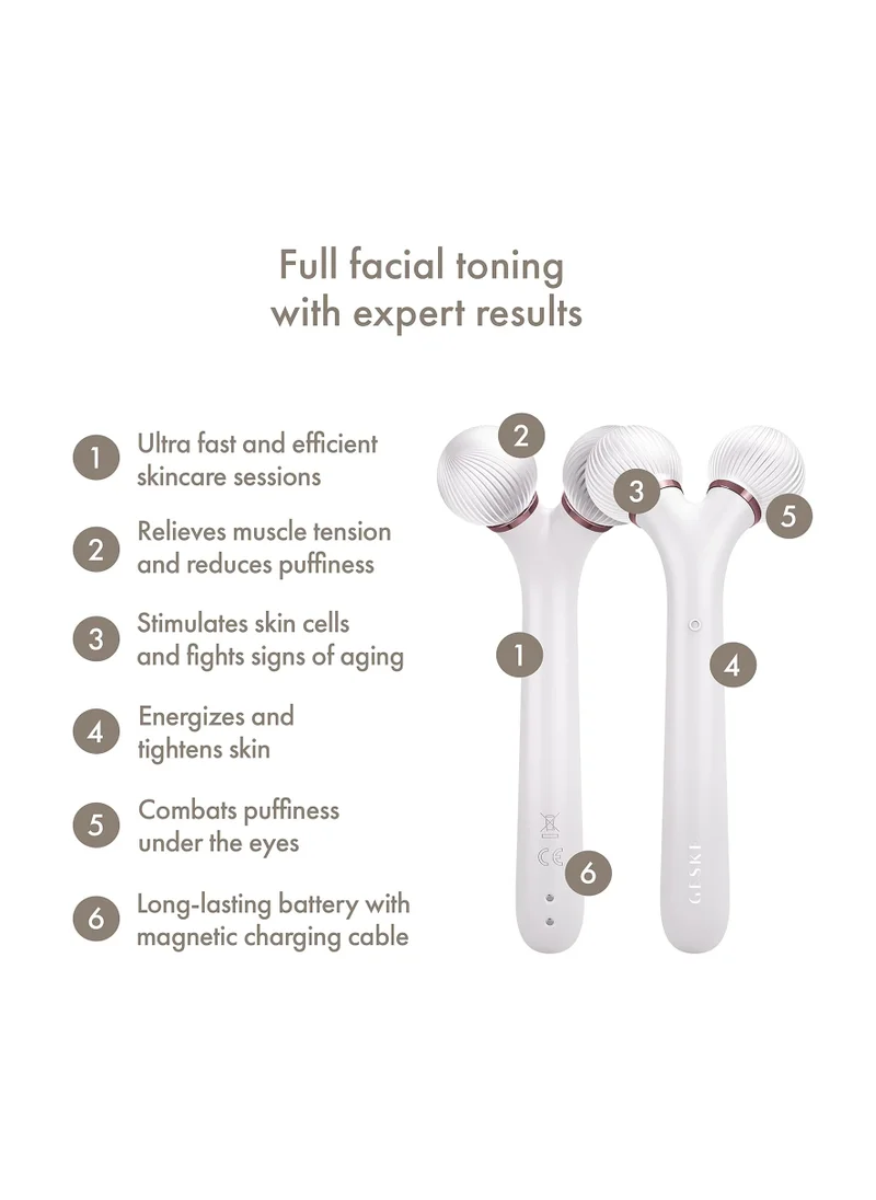 جيسكي SmartAppGuided Sonic Facial Roller | 4 in 1 | Dermaroller | Device for Face | Dermaroll | Professional Face Roller | Tightens and Defines the Skin on the Face, Starlight