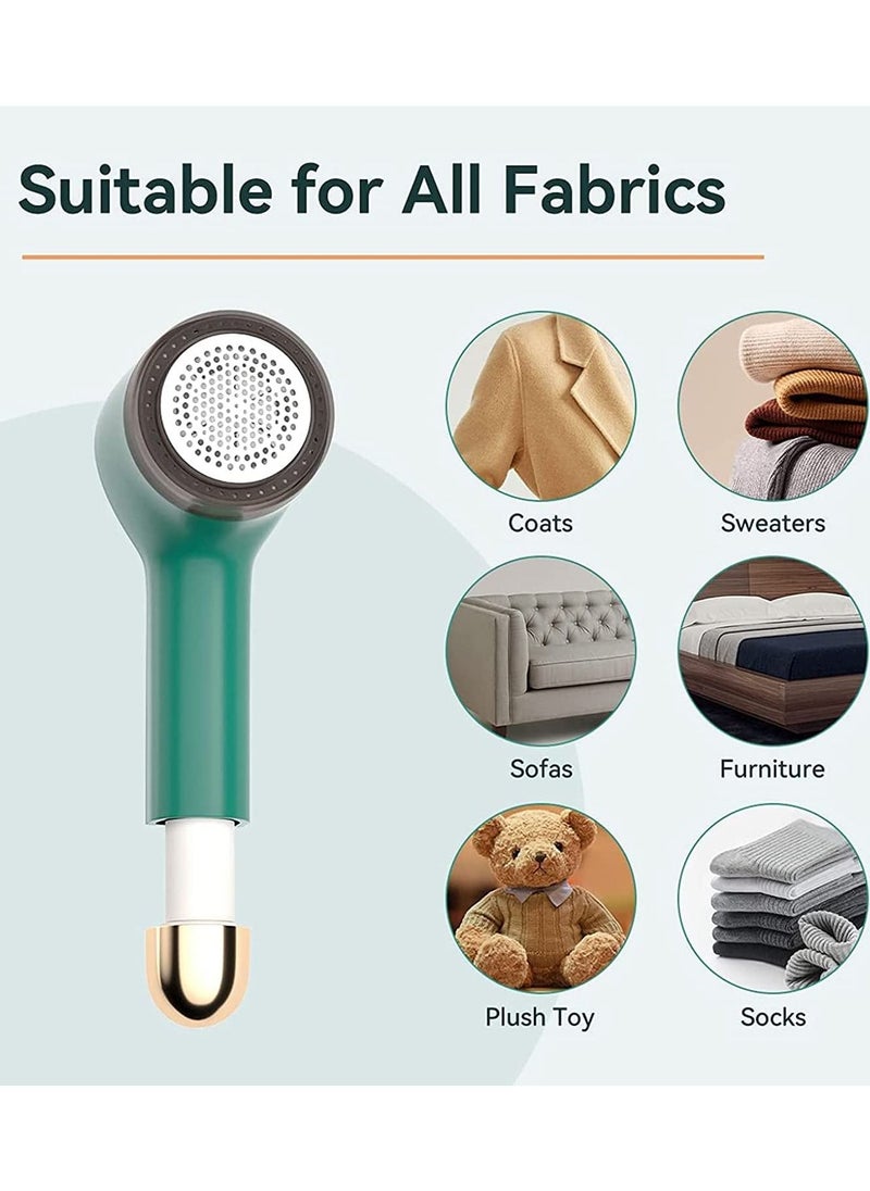 KASTWAVE - Fabric Shaver Fuzz Remover, Sweater Shaver, Electric Clothes Lint Remover Fabric Shaver 2 in 1 for Clothes Sweaters Sofas USB Lint Shaver with 2 Lint Rollers and 6-Leaf Blades(Green) - Image 1