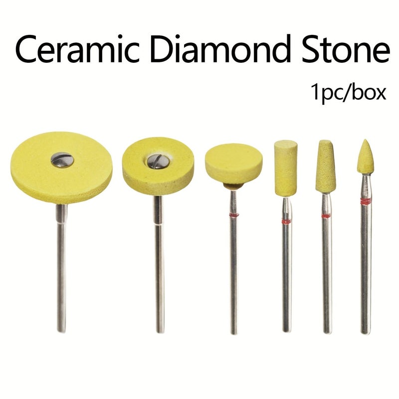 1pc Fine Grit Yellow Unglazed Ceramic Diamond Polishing Stone 2.35mm Shank Combo CD2024 - Image 1