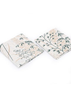 snooze Flat bed sheet set 3pcs,220*235 cm + 2 Free Pillowcases, Breeze green design  - Image 4