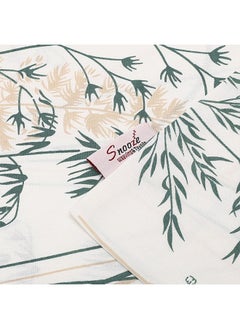 snooze Flat bed sheet set 3pcs,220*235 cm + 2 Free Pillowcases, Breeze green design  - Image 2