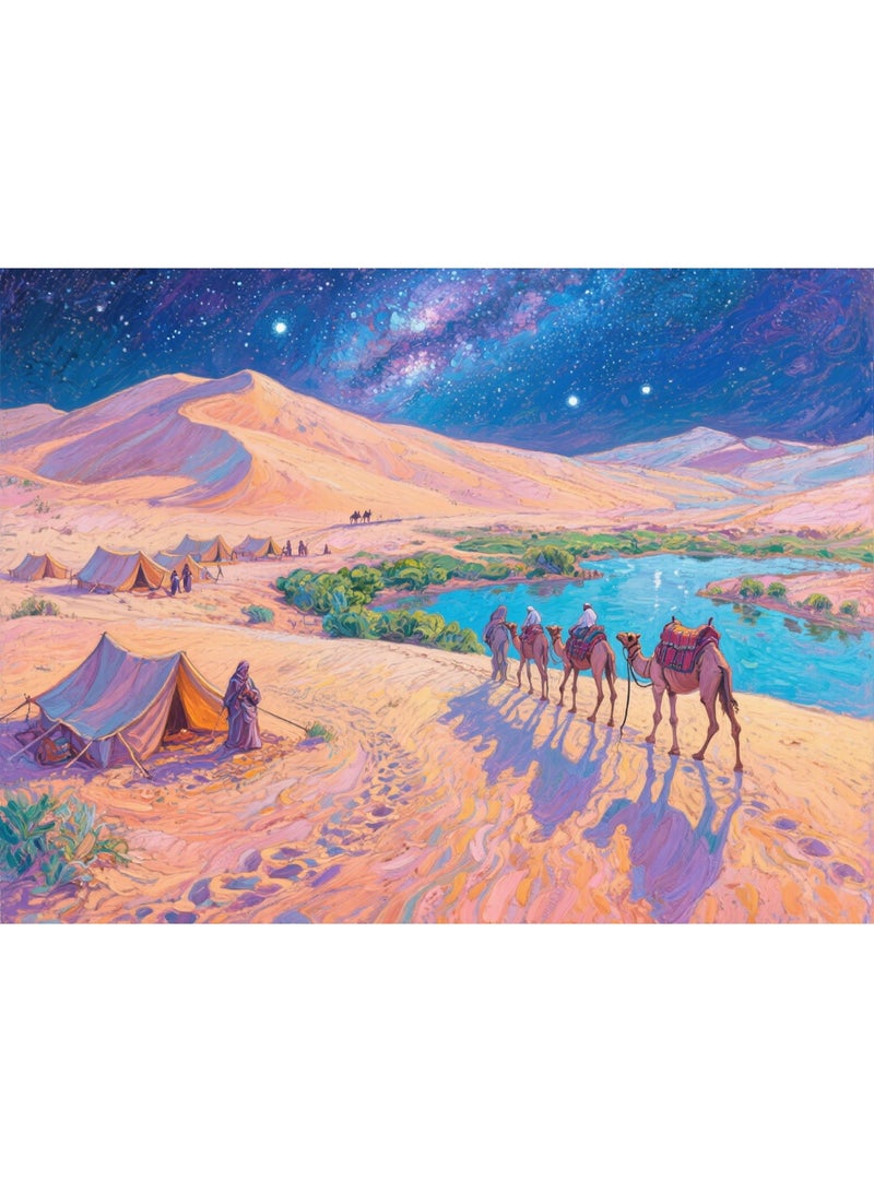 1000 pieces of starry sky desert oasis landscape puzzle, puzzle and leisure toys, suitable for adults and children - Image 1