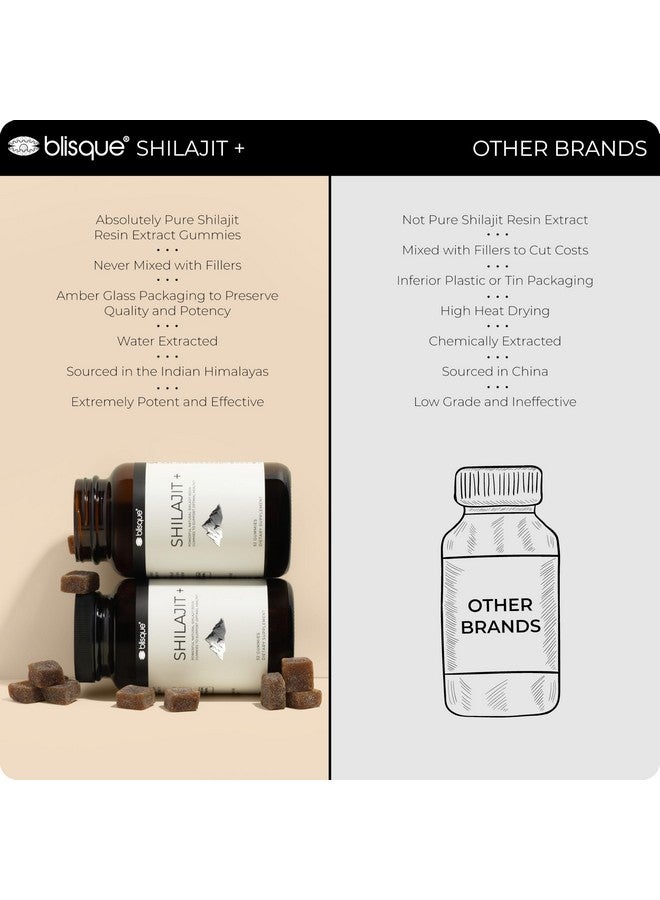 Blisque - (Slightly Bitter Pure Himalayan Organic Shilajit Resin Gummies Supplement | 52 Gummies | 26 Day Supply | Contains Organic Sugar - Image 5