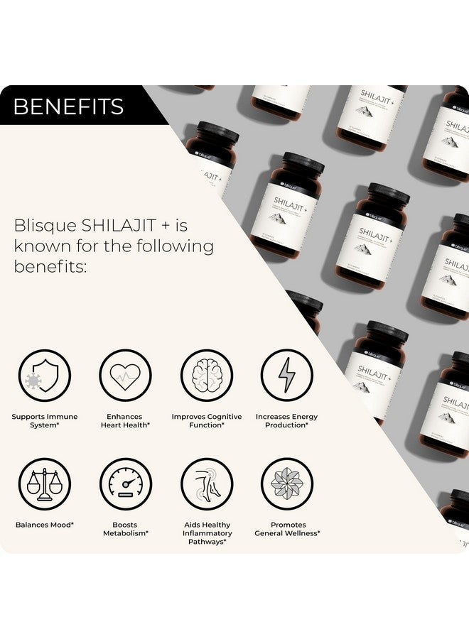 Blisque - (Slightly Bitter Pure Himalayan Organic Shilajit Resin Gummies Supplement | 52 Gummies | 26 Day Supply | Contains Organic Sugar - Image 2