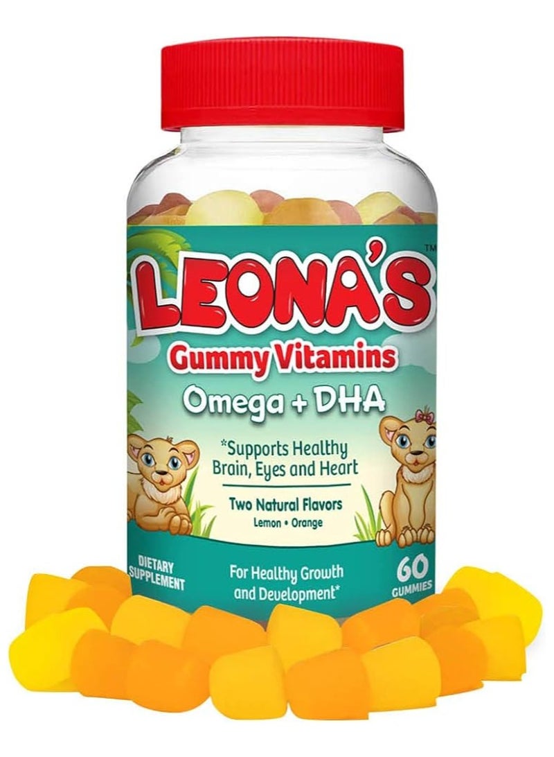 LEONAS Gummy Vitamins with Omega + DHA Bottle of 60 Gummies