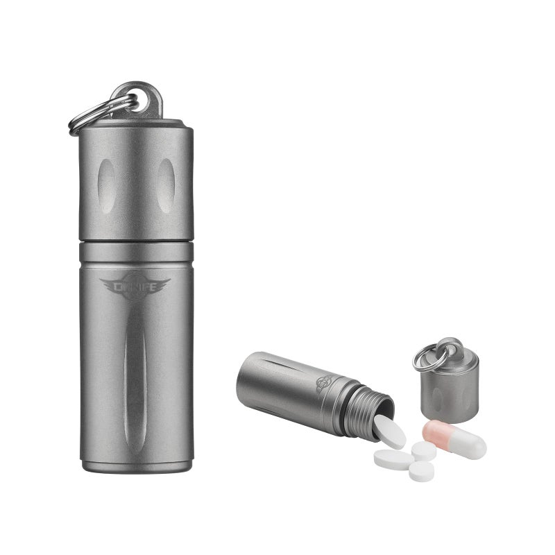 OKNIFE Otacle H1 Mini Keychain Pill Holder, Titanium Pill Container Waterproof Pill Case for Outdoor, Camping, Travel - Image 1