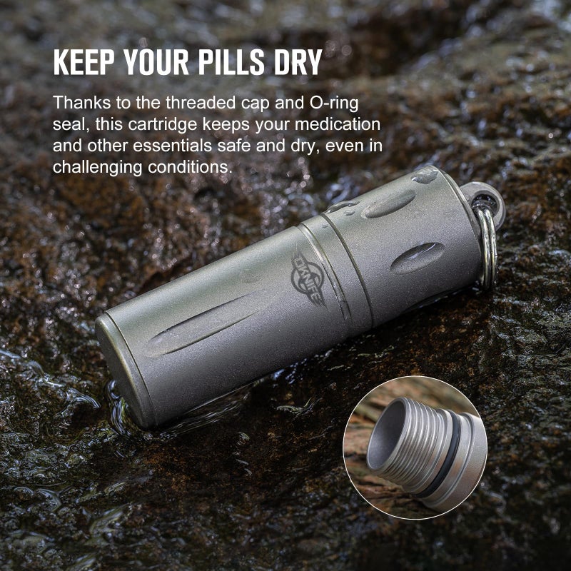 OKNIFE Otacle H1 Mini Keychain Pill Holder, Titanium Pill Container Waterproof Pill Case for Outdoor, Camping, Travel - Image 5