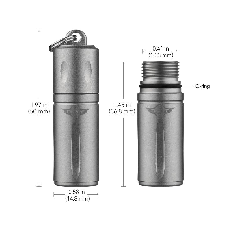 OKNIFE Otacle H1 Mini Keychain Pill Holder, Titanium Pill Container Waterproof Pill Case for Outdoor, Camping, Travel - Image 2