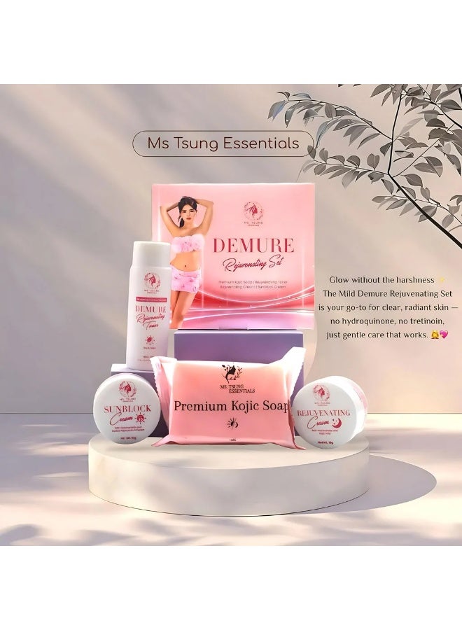 Ms Tsung Essentials DEMURE Rejuvenating Set – Gentle Kojic Soap and Skincare Essentials for a Brighter, Smoother, More Radiant Look, designed to refresh dull-looking skin while providing a mild, elegant self-care experience every day. - Image 2
