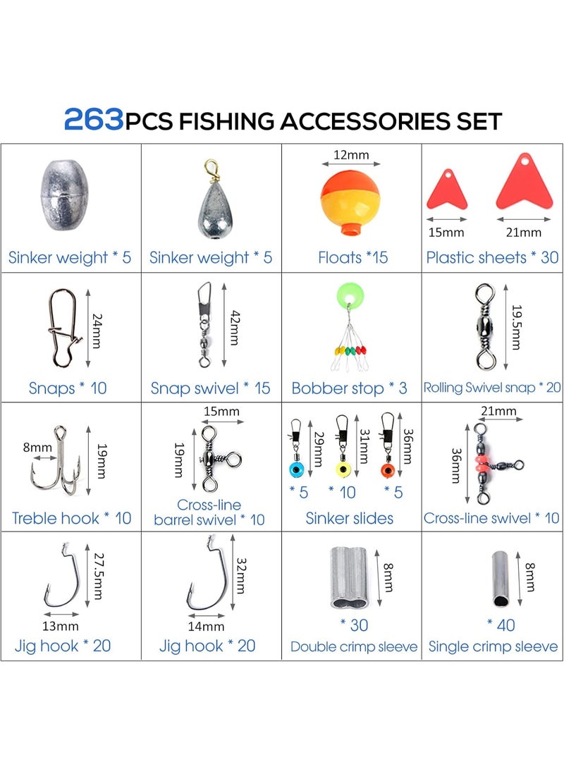 Generic 263Pcs Fishing Accessories Kits with Tackle Box Saltwater Freshwater Including Jig Hooks, Cross Barrel Swivel, Barrel Snap Swivel, Sinker Slides, Lead Sinker, Treble Hooks - Image 3