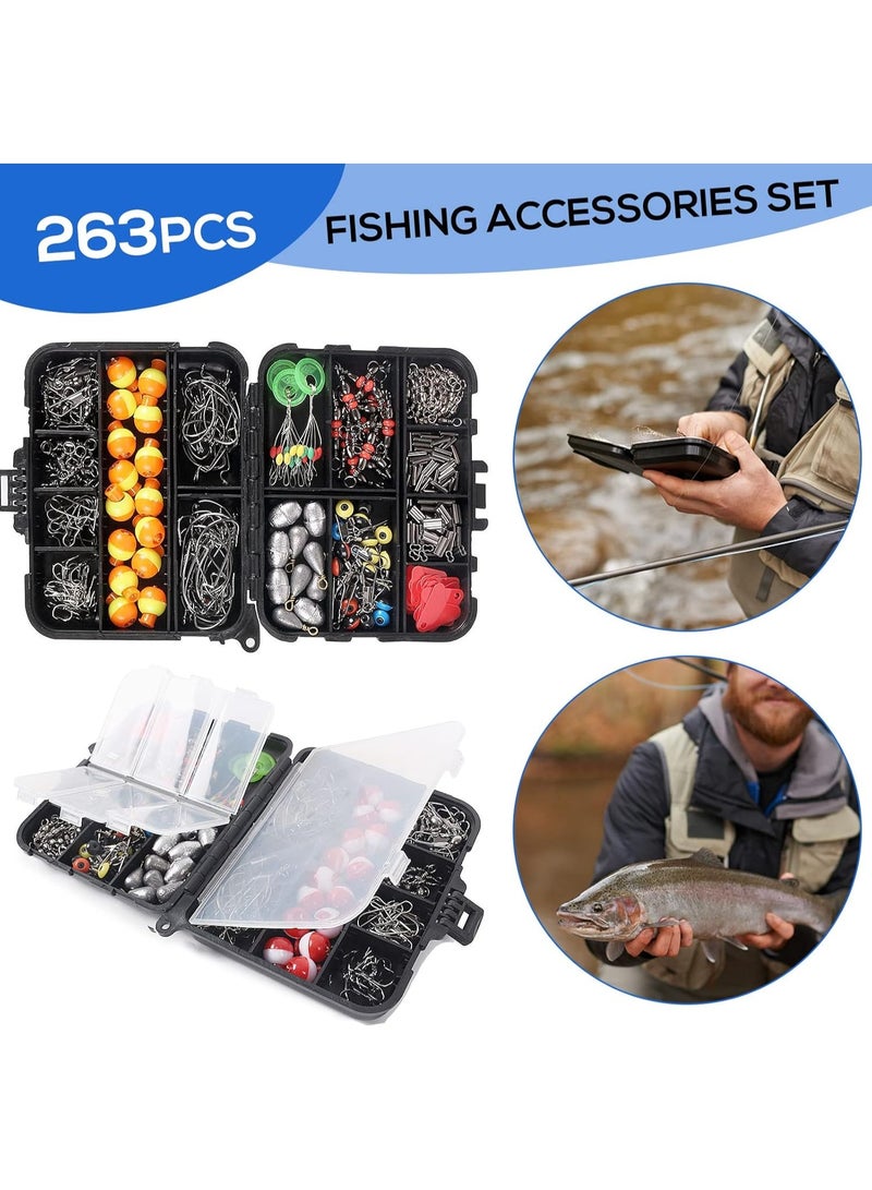 Generic 263Pcs Fishing Accessories Kits with Tackle Box Saltwater Freshwater Including Jig Hooks, Cross Barrel Swivel, Barrel Snap Swivel, Sinker Slides, Lead Sinker, Treble Hooks - Image 2