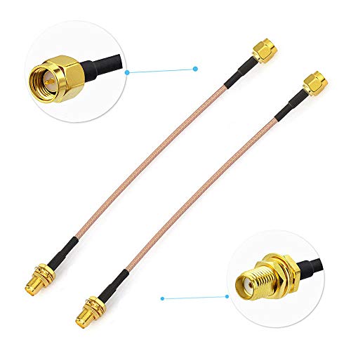 BINGFU SMA Female Bulkhead Mount to SMA Male RG316 Antenna Extension Cable 6 inch 15cm 2-Pack Compatible with 4G LTE Router Gateway Cellular SDR USB Dongle Receiver - Image 1
