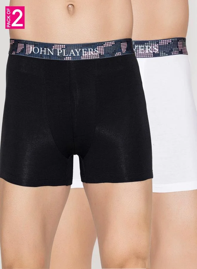 جون بلاير طقم من 2 بوكسر ترانك قطن بخصر مطبوع