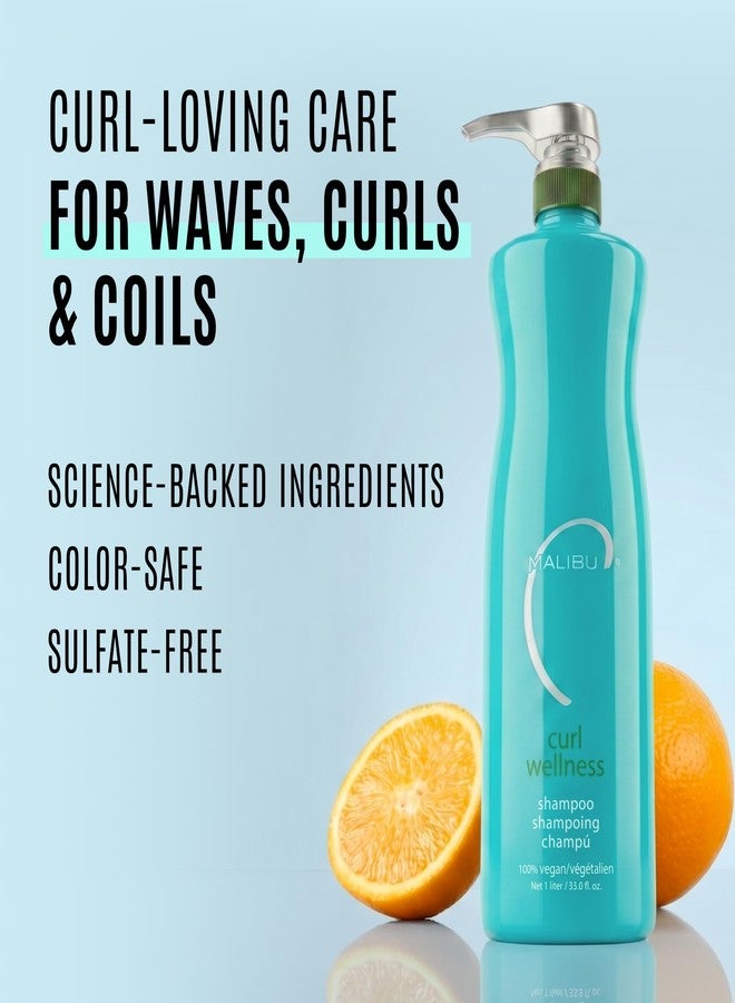 Malibu C Curl Wellness Shampoo - Sulfate Free, Moisturizing Shampoo for Curly Hair - Color-Safe, Vegan & Protein Free Curl Cleanser for Defined, Bouncy Curls (33.8 oz) - Image 2