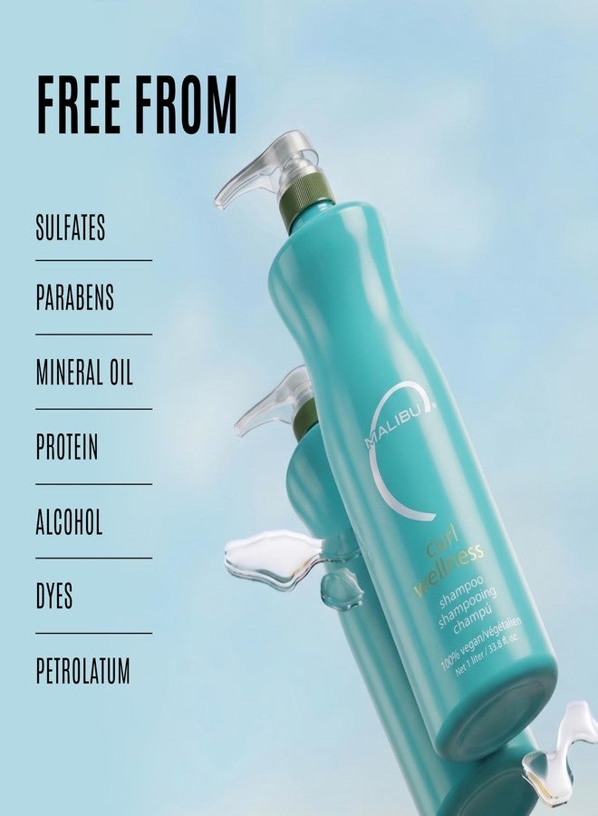 Malibu C Curl Wellness Shampoo - Sulfate Free, Moisturizing Shampoo for Curly Hair - Color-Safe, Vegan & Protein Free Curl Cleanser for Defined, Bouncy Curls (33.8 oz) - Image 5