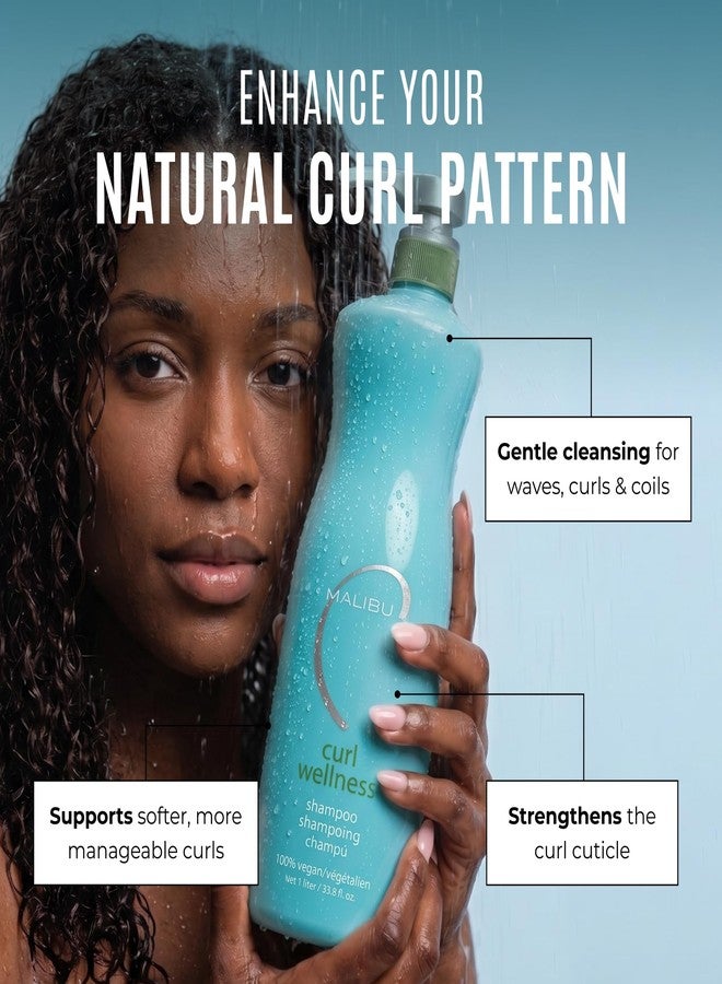 Malibu C Curl Wellness Shampoo - Sulfate Free, Moisturizing Shampoo for Curly Hair - Color-Safe, Vegan & Protein Free Curl Cleanser for Defined, Bouncy Curls (33.8 oz) - Image 3