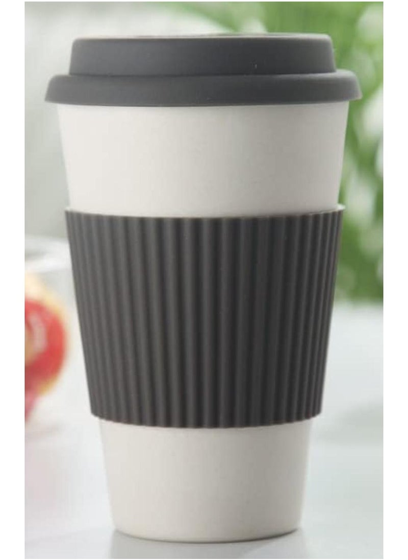 Vitacelli - 384ML Eco Bamboo Fiber Coffee Mug, Reusable, Portable Eco Mug with Lid and Silicone Handle, Sustainable Organic Bamboo Fiber, BPA Free, Dishwasher & Microwave Safe, Travel-Friendly - Image 1