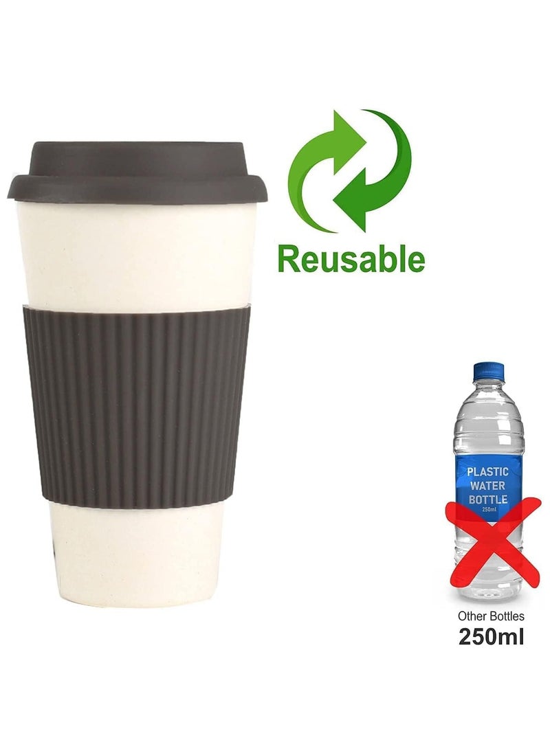 Vitacelli - 384ML Eco Bamboo Fiber Coffee Mug, Reusable, Portable Eco Mug with Lid and Silicone Handle, Sustainable Organic Bamboo Fiber, BPA Free, Dishwasher & Microwave Safe, Travel-Friendly - Image 1