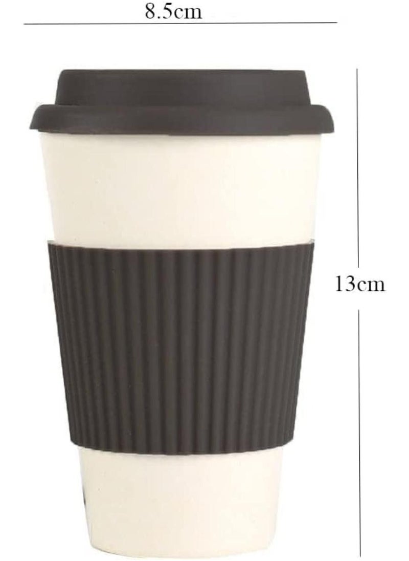 Vitacelli - 384ML Eco Bamboo Fiber Coffee Mug, Reusable, Portable Eco Mug with Lid and Silicone Handle, Sustainable Organic Bamboo Fiber, BPA Free, Dishwasher & Microwave Safe, Travel-Friendly - Image 1