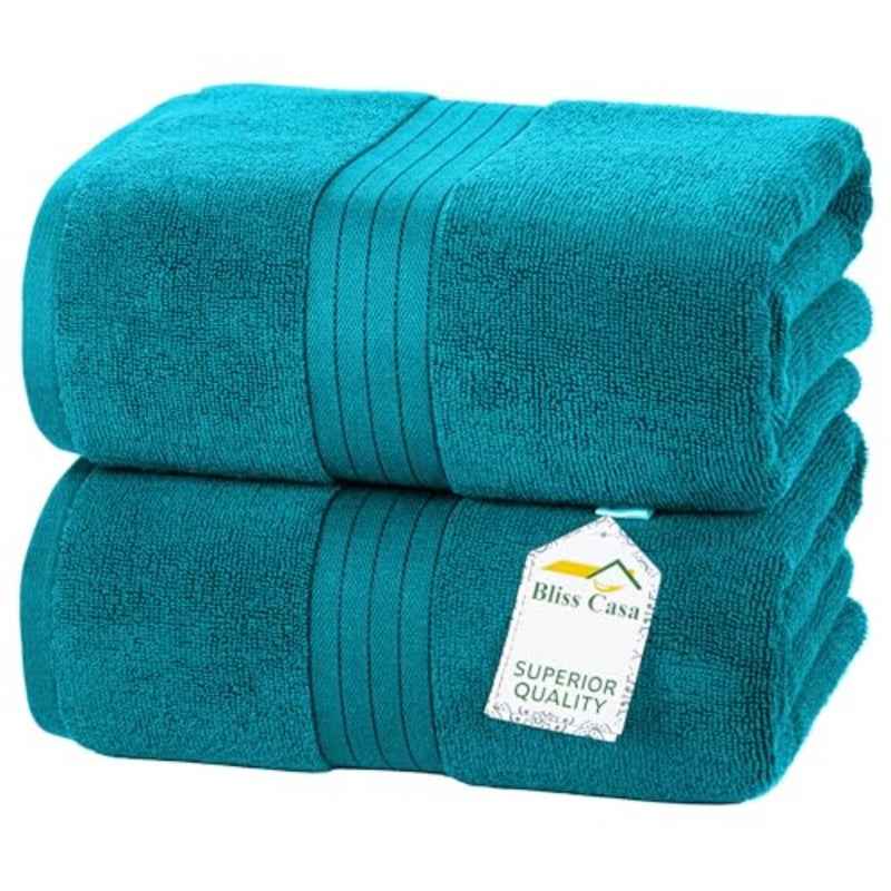 Luxurious Jumbo Bath Sheet 35 x 70 Inch 2 Pack - 550 GSM 100% Cotton 20/D Highly Absorbent and Quick Dry Hotel Bath Sheet Set (Navy - Image 2