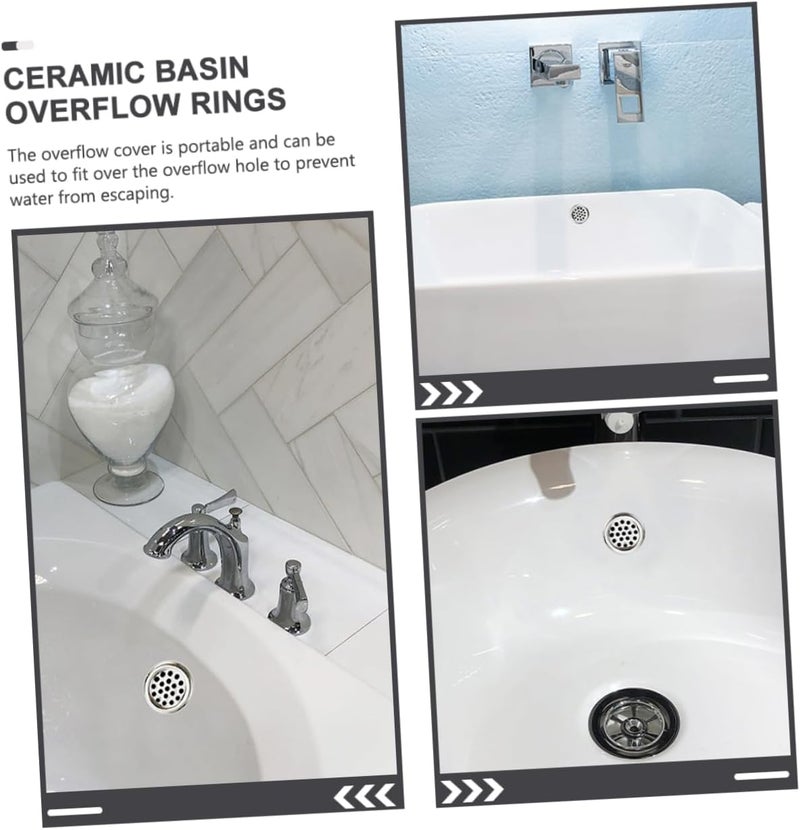 DOITOOL 10pcs Replacement Sink Overflow Cap Sink Basin Cover Round Hole Cover Match Your Bathroom Kitchen - Image 2