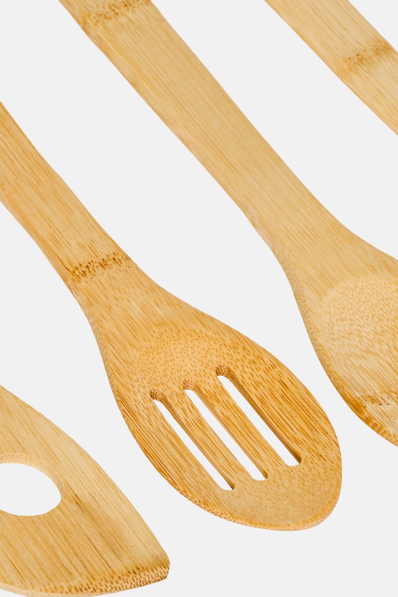 Bombay 6 Pieces Bamboo Kitchen Cooking Utensils Set, Beige - Image 3