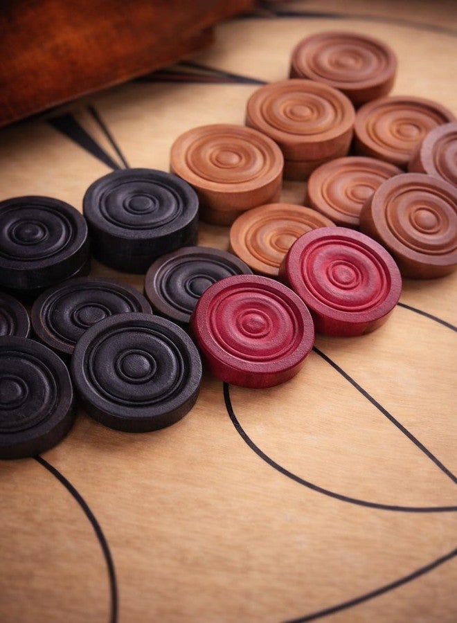 Frescorr Wooden Carrom Coins Set with Striker | Durable Smooth Finish Coins for Carrom Board Game | Standard Size for Professional & Home Play (Family Edition)