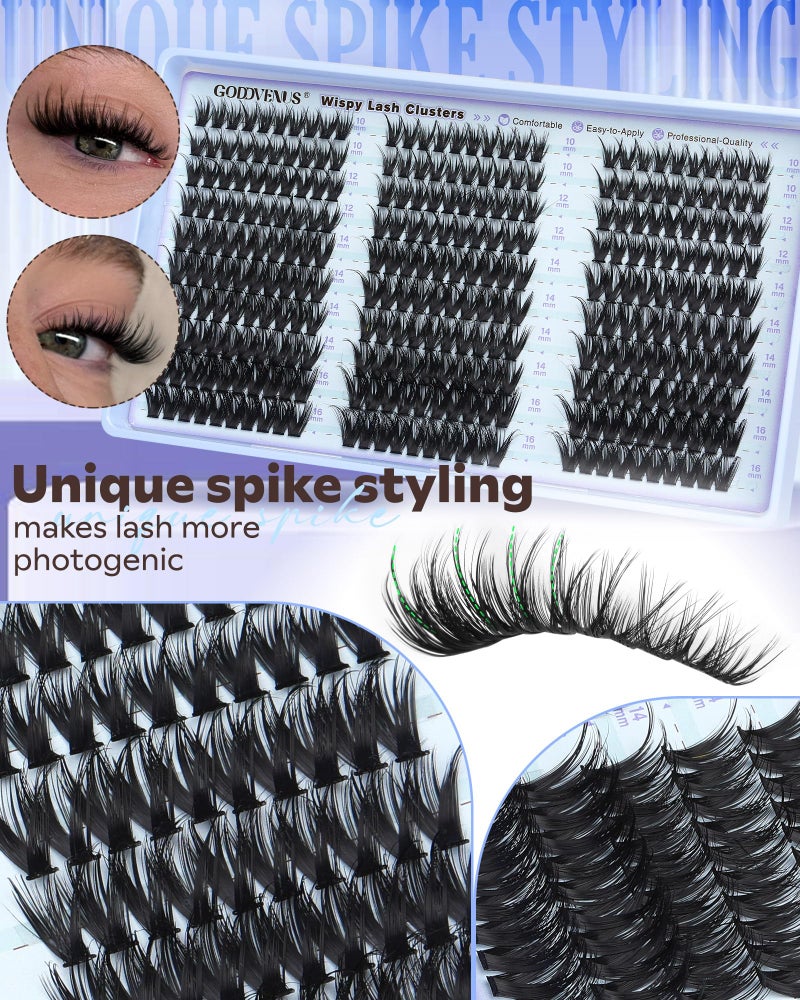 Goddvenus Wispy Lash Clusters Natural DIY Fairy Wet Eyelash Clusters 300 Pcs Cluster Eyelash Extensions Reusable Waterproof Individual Lash (10-16mm CC Curve) - Image 3