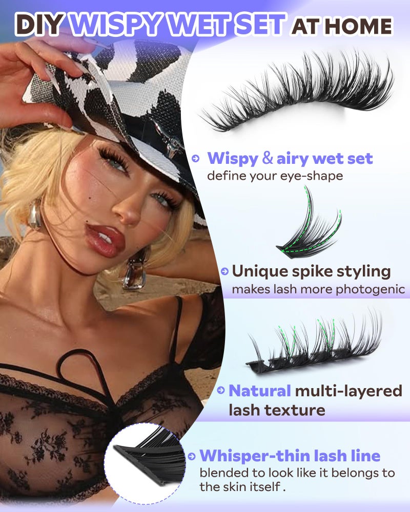 Goddvenus Wispy Lash Clusters Natural DIY Fairy Wet Eyelash Clusters 300 Pcs Cluster Eyelash Extensions Reusable Waterproof Individual Lash (10-16mm CC Curve) - Image 5