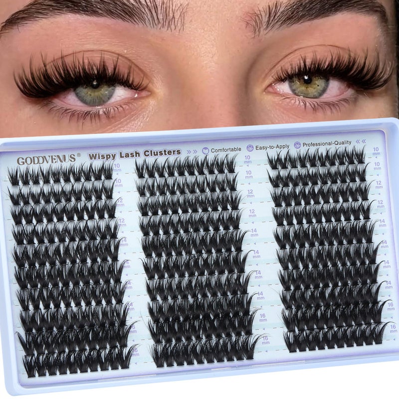 Goddvenus Wispy Lash Clusters Natural DIY Fairy Wet Eyelash Clusters 300 Pcs Cluster Eyelash Extensions Reusable Waterproof Individual Lash (10-16mm CC Curve) - Image 1
