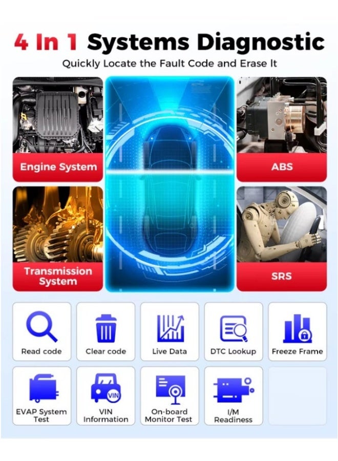 لانش ماسح كشف أخطاء OBD2 LAUNCH X431 CRP123X V3.0 إيليت، قارئ أكواد سيارات بـ 4 أنظمة مع 7 وظائف إعادة ضبط، بيانات مباشرة، مراقبة جهد البطارية، يدعم أكثر من 1000 مركبة من عام 1996 فما فوق - Image 4