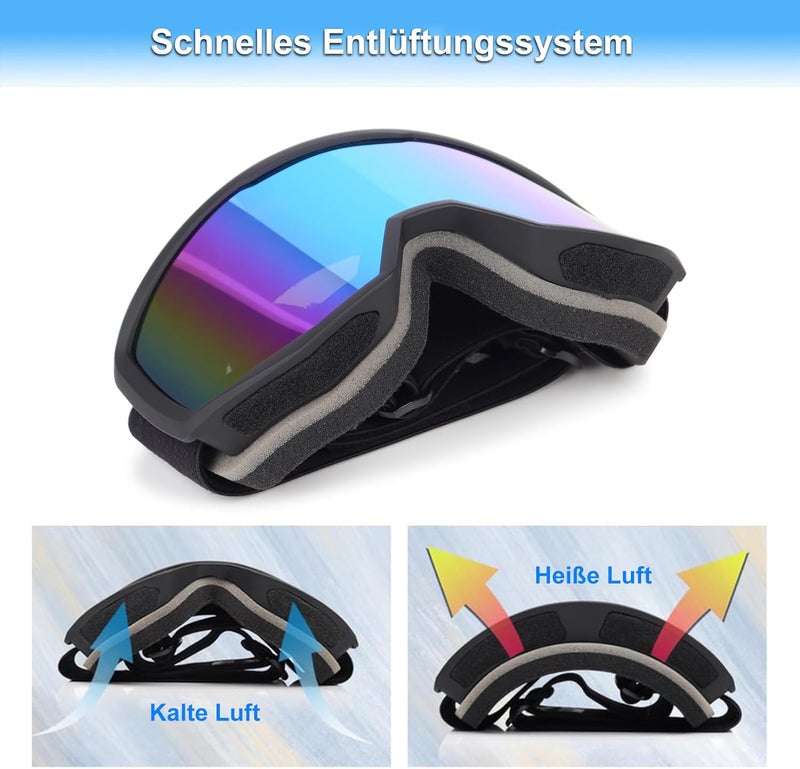 EXP VISION Ski/Snowboard Goggles for Men Women, OTG Snow Goggles Anti Fog UV Protection - Image 3