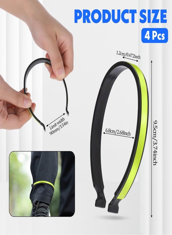 AOZUO 4pcs High Reflective Cycling Trousers Clips, Safety Bicycle Elastic Ankle Bands Pant Leg Cuff Wrap Clip Reflective Gear Accessories for Riding Fishing Outdoor Recreation(Fluorescent Green) - Image 2