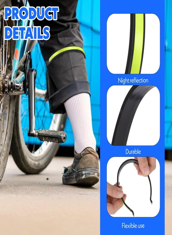 AOZUO 4pcs High Reflective Cycling Trousers Clips, Safety Bicycle Elastic Ankle Bands Pant Leg Cuff Wrap Clip Reflective Gear Accessories for Riding Fishing Outdoor Recreation(Fluorescent Green) - Image 5