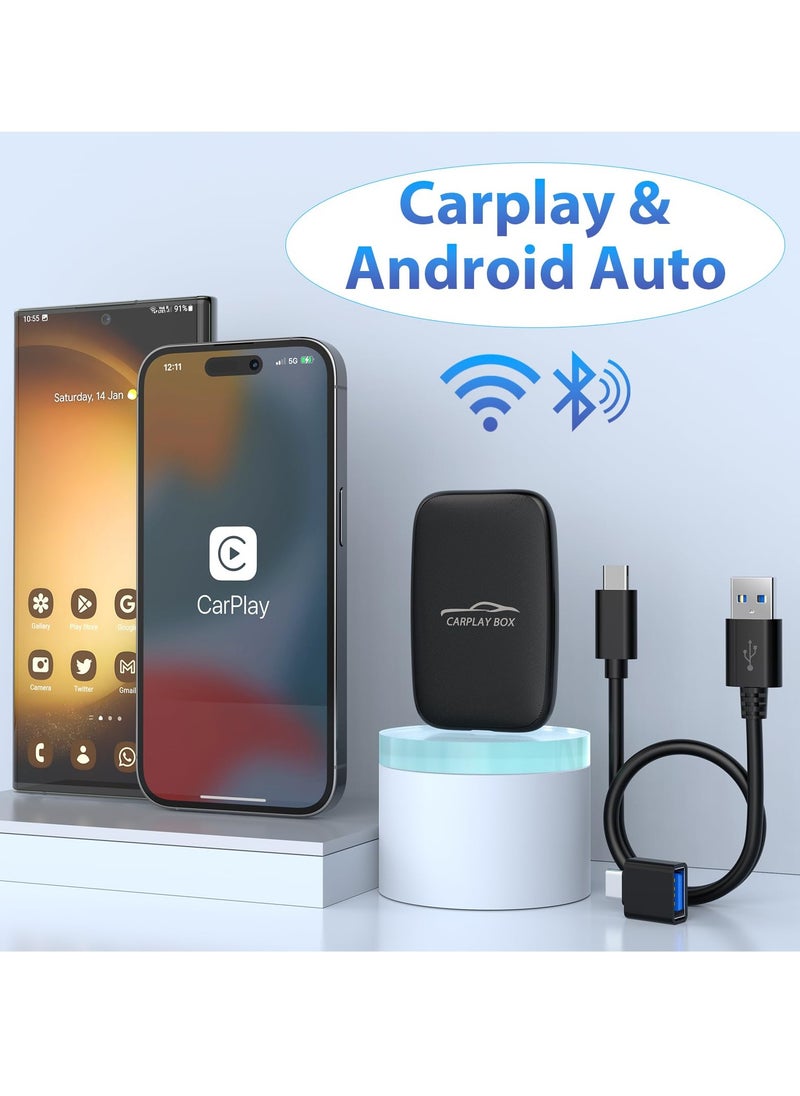 KASTWAVE - 2-in-1 Wireless CarPlay and Android Auto Adapter for Factory Wired CarPlay Cars - CarPlay Dongle with Built-in Netflix and YouTube - Convert Wired to Wireless CarPlay Adapter - Image 1
